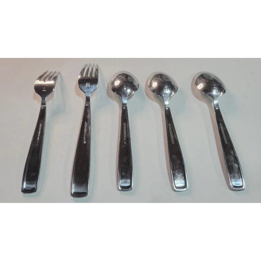Waterford 18/10 Stainless Steel Flatware Set 5 Pieces 2 Forks 3 Spoons Silver